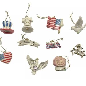 10 PC SET LENOX TREE OF INDEPENDENCE MINI ORNAMENTS-4TH JULY-FIGURAL